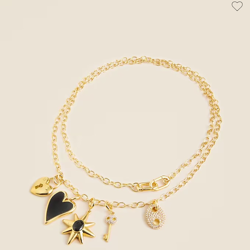 J.Crew Mixed-charm necklace Gold Necklace with Black Accents